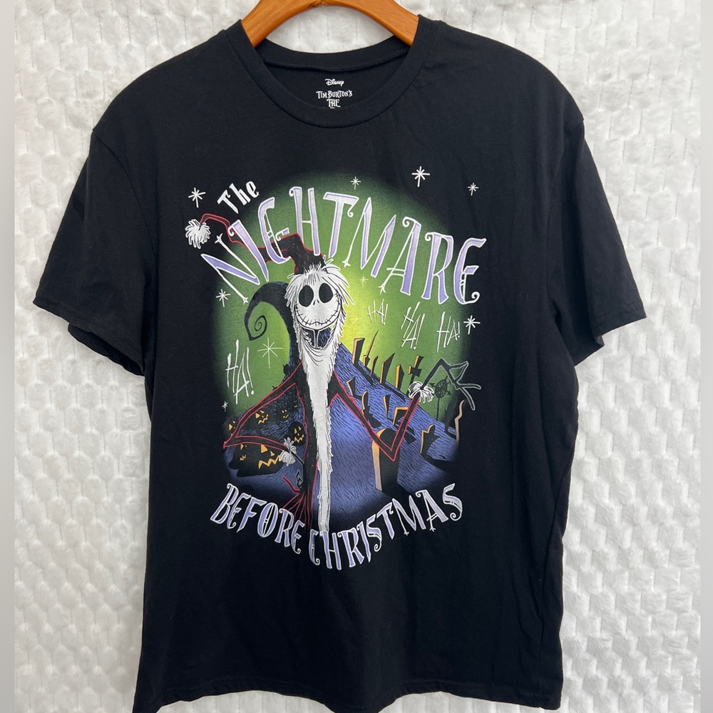 DISNEY Tim Burton's The Nightmare Before Christmas T-Shirt Size Large Black